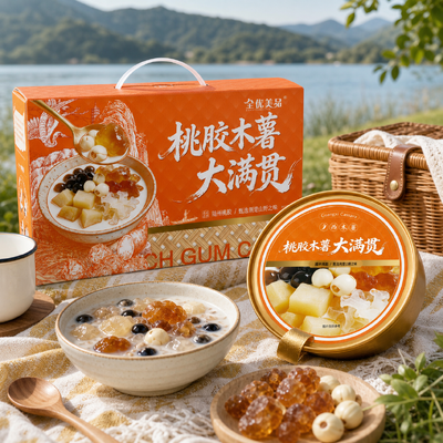 kupować Guma brzoskwiniowa Tapioka Deser Big Bowl o niskiej zawartości cukru Kolagen naturalny, błyskawiczna zdrowa przekąska produkcja online